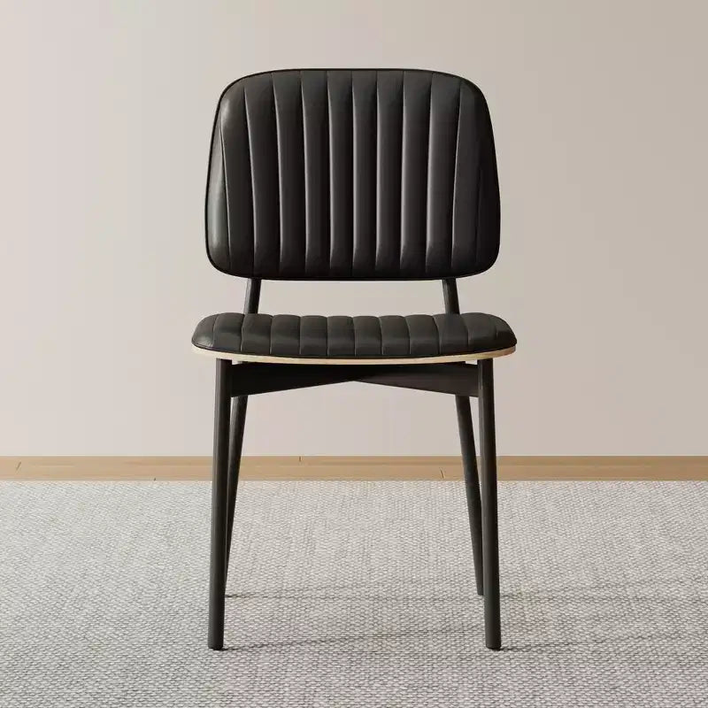 Luck Live Sedia da pranzo moderna di metà secolo, seduta e schienale in pelle imbottita, elegante sedia per sala da pranzo, cucina, soggiorno, colore nero