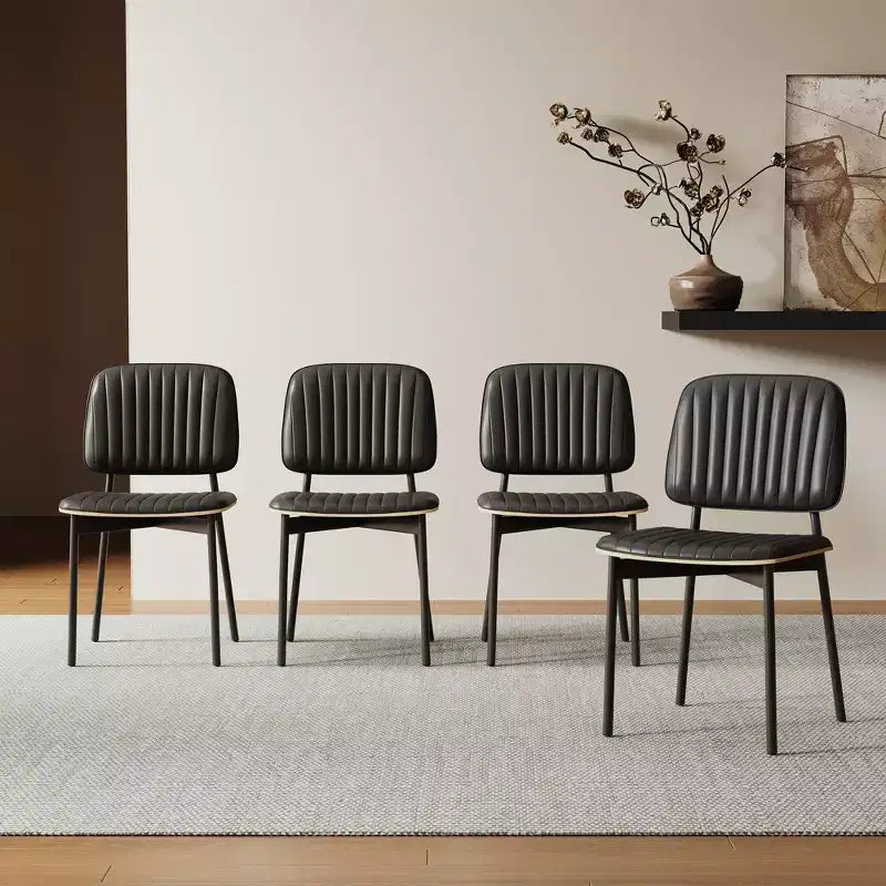 Luck Live Sedia da pranzo moderna di metà secolo, seduta e schienale in pelle imbottita, elegante sedia per sala da pranzo, cucina, soggiorno, colore nero