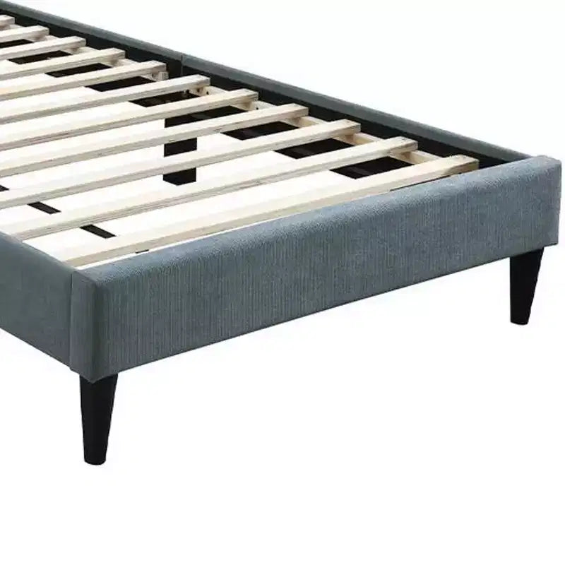 Letto matrimoniale Royal Hampton, rivestimento in lino grigio trapuntato, cucitura trapuntata a forma di biscotto