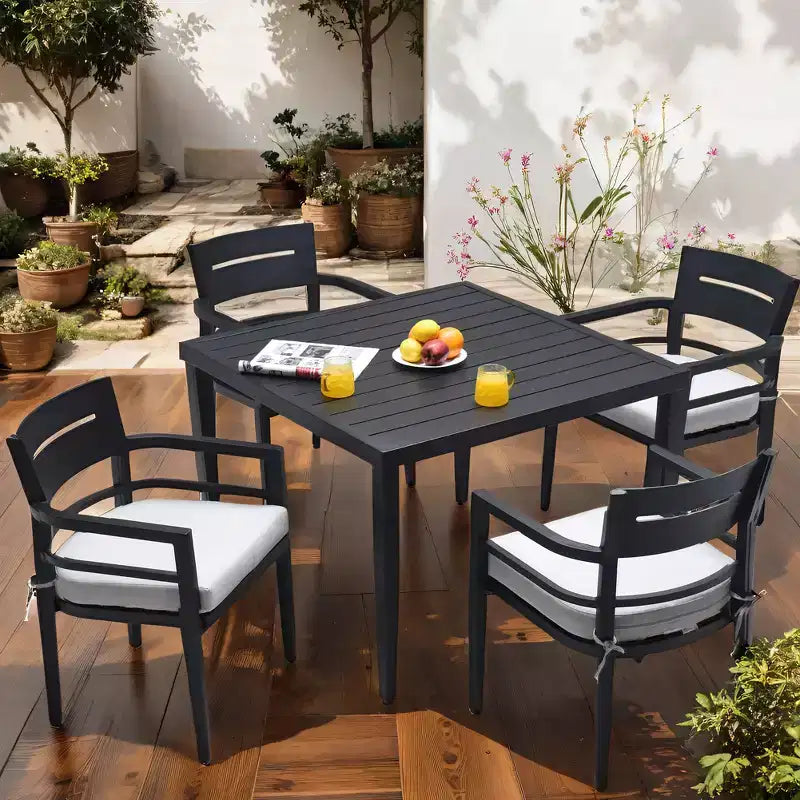 Tavolo quadrato leggero con telaio in alluminio per prato, giardino,