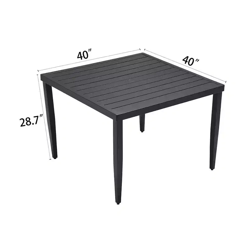 Tavolo quadrato leggero con telaio in alluminio per prato, giardino,