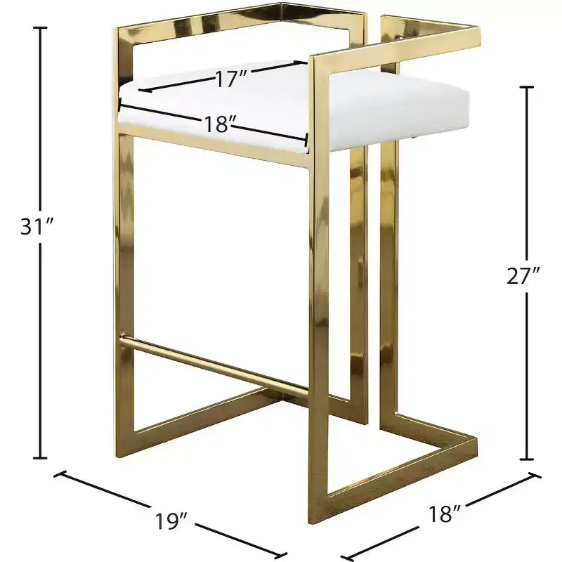 Meridian Furniture, Sgabello Ezra in pelle vegana bianca, Set da 2