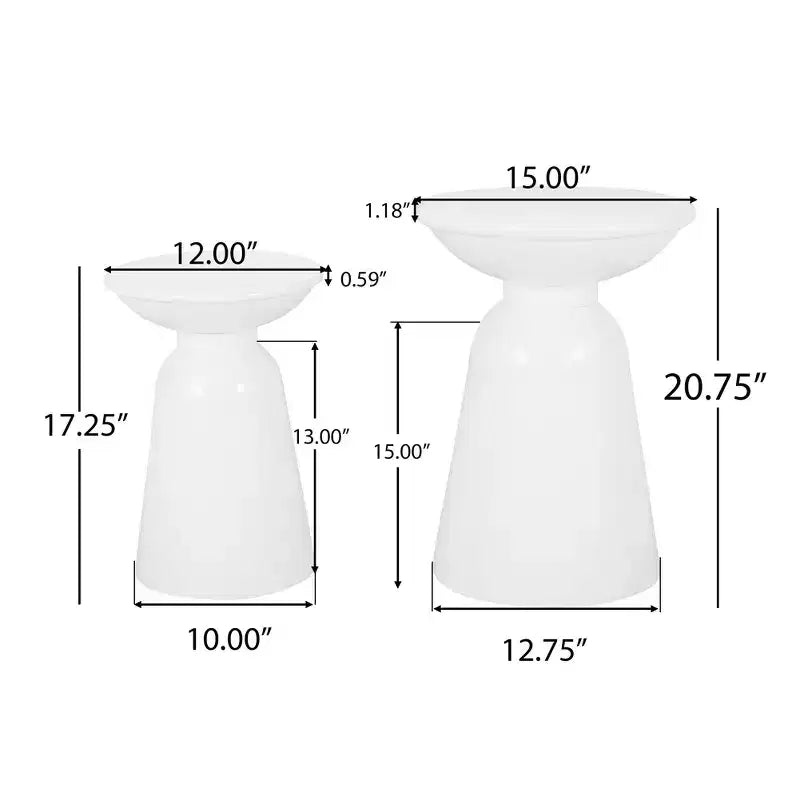 Tavolino moderno, Set di 2 tavolini laterali, Tavolino di design per soggiorno, camere da letto