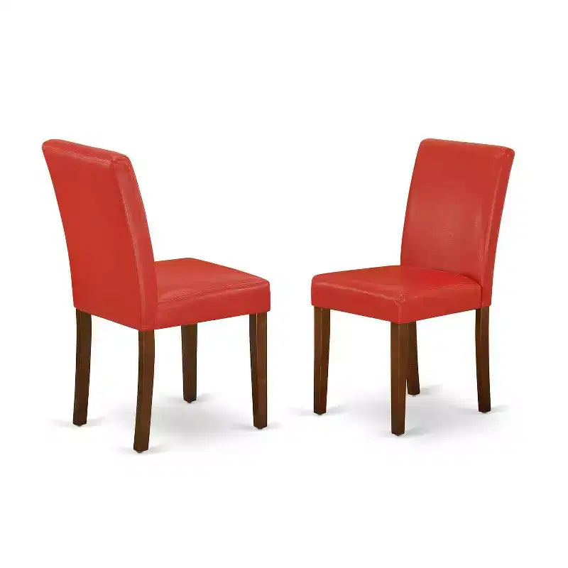 HomeStock Tavolo da pranzo rotondo da 5 pezzi in legno massello con finitura mogano con 4 sedie Parson