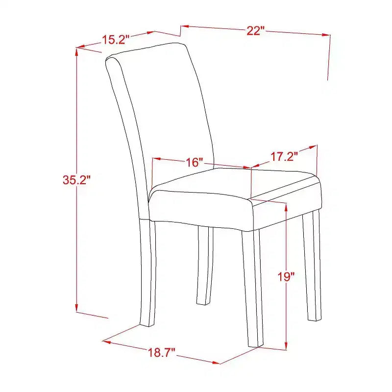 HomeStock Tavolo da pranzo rotondo da 5 pezzi in legno massello con finitura mogano con 4 sedie Parson