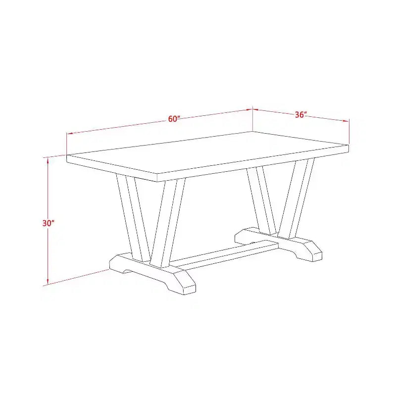 Tavolo da pranzo rettangolare a 5 pezzi in legno massello con finitura rovere naturale e 4 sedie Parson con