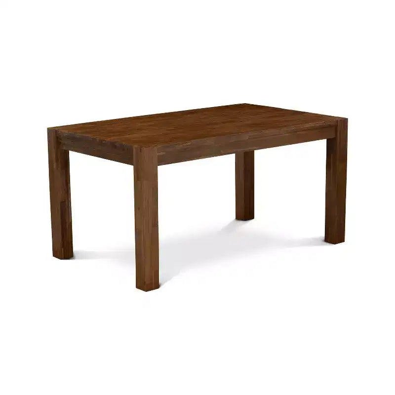 Tavolo da pranzo HomeStock 7 pezzi con piano in legno massello con finitura sabbiata nera e 6 sedie