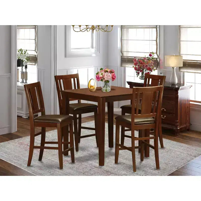 Set da pranzo ad altezza bancone - Tavolo e sedie a 5 pezzi - Set cucina moderno - Tavolo quadrato 36x36 pollici