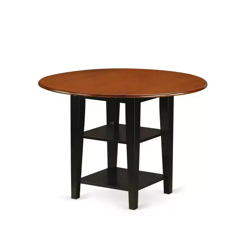 Set da pranzo vintage 3 pezzi - Tavolo rotondo e 2 sedie - Finitura nero ciliegia - Casa Cucina Sala da pranzo