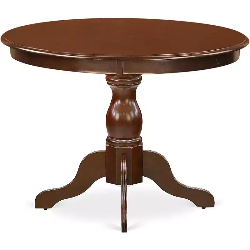 Tavolo da pranzo 5 pezzi con piano in legno massello con finitura mogano e 4 sedie