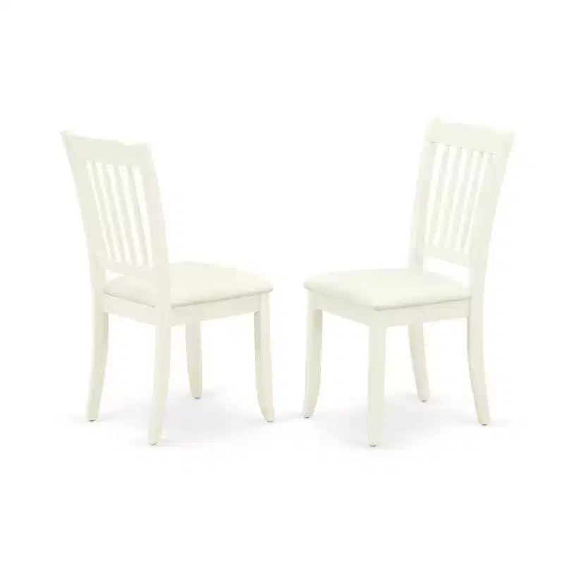HomeStock Set da pranzo in 5 pezzi, finitura bianco lino, piano in legno massello - Con alette a ribalta - 4 posti