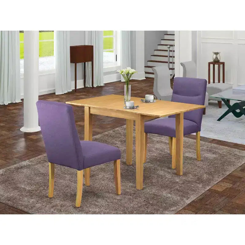 Set tavolo da pranzo HomeStock 3 pezzi in legno massello con finitura rovere marrone naturale