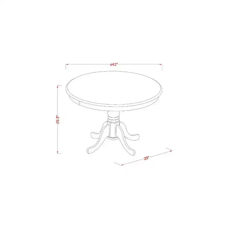 Set da pranzo rotondo imbottito a 3 pezzi in legno massello finitura noce antico - 4 posti