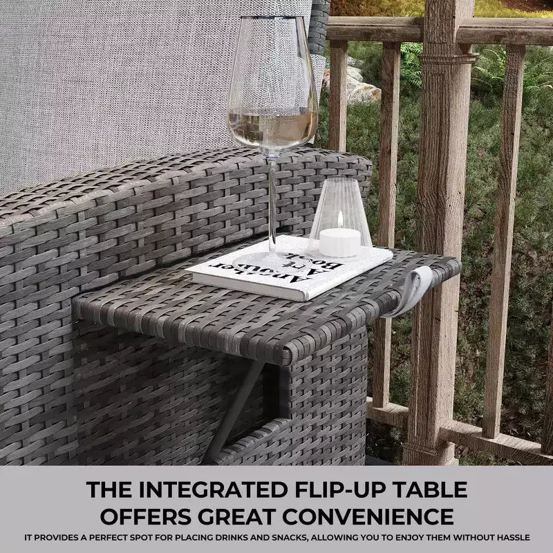 Comodo Divano Lounge in Rattan Reclinabile per Esterni in PE Intrecciato Resistente alle Intemperie per Giardino, Patio,