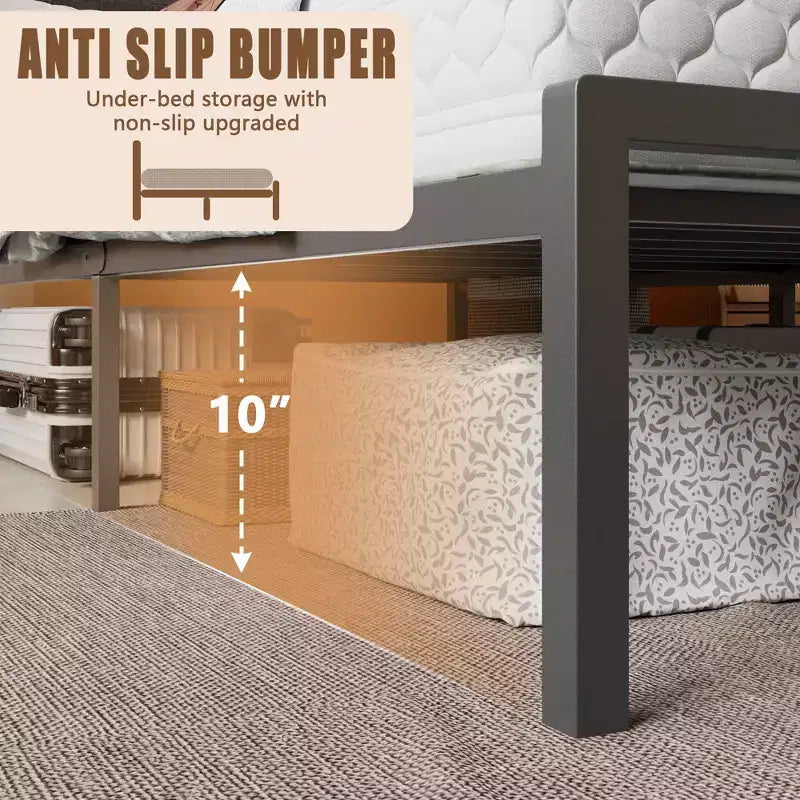 Telaio letto a piattaforma per bambini Twin Size con testiera imbottita portaoggetti Luci LED RGB Stazione di ricarica integrata Porte USB Nessuna molla richiesta Letto in metallo
