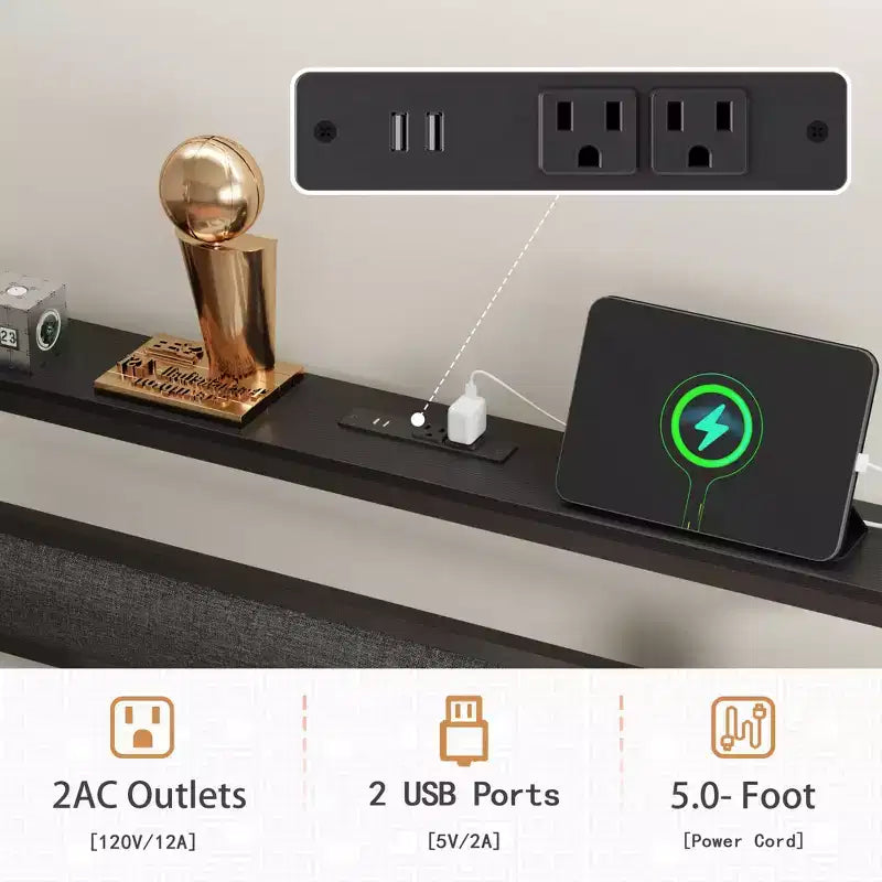 Telaio letto a piattaforma per bambini Twin Size con testiera imbottita portaoggetti Luci LED RGB Stazione di ricarica integrata Porte USB Nessuna molla richiesta Letto in metallo