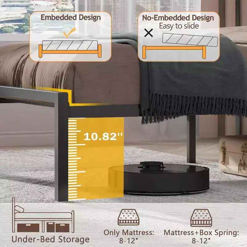 Telaio letto a piattaforma per bambini Twin Size con testiera imbottita portaoggetti Luci LED RGB Stazione di ricarica integrata Porte USB Nessuna molla richiesta Letto in metallo