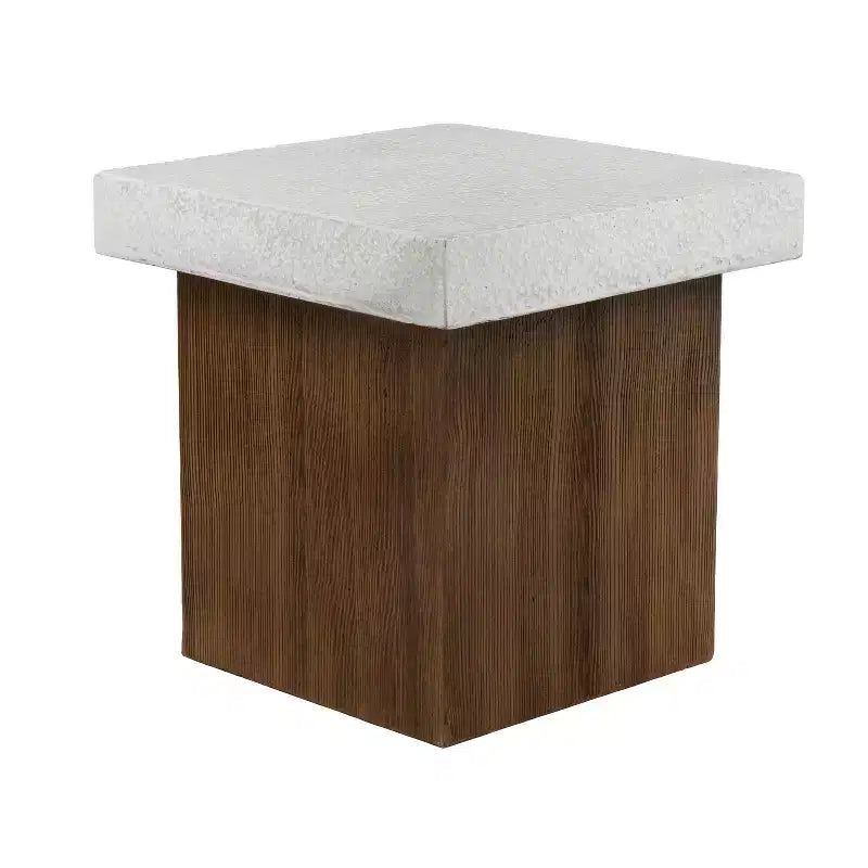 MAYEERTY Tavolino Quadrato da 1 Pezzo, Tavolino con Finitura in Finto Marmo e Legno per Soggiorno Interno Esterno, Patio, Camera da Letto