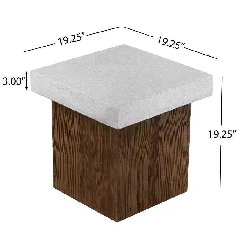 MAYEERTY Tavolino Quadrato da 1 Pezzo, Tavolino con Finitura in Finto Marmo e Legno per Soggiorno Interno Esterno, Patio, Camera da Letto