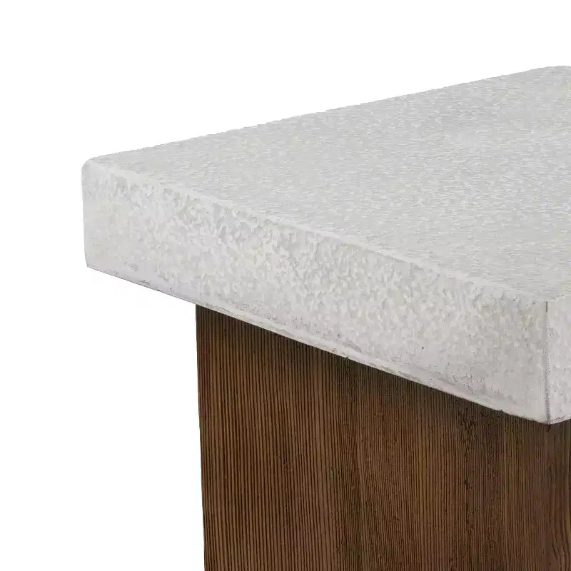 MAYEERTY Tavolino Quadrato da 1 Pezzo, Tavolino con Finitura in Finto Marmo e Legno per Soggiorno Interno Esterno, Patio, Camera da Letto
