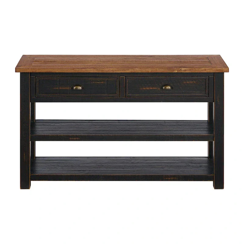 The Gray Barn Downington Consolle da Divano in Legno Massello a 2 Cassetti