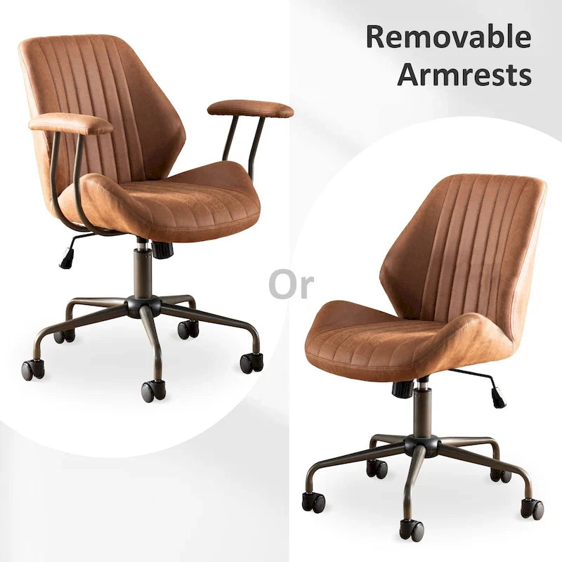 Sedia da ufficio ergonomica in tessuto scamosciato con supporto lombare