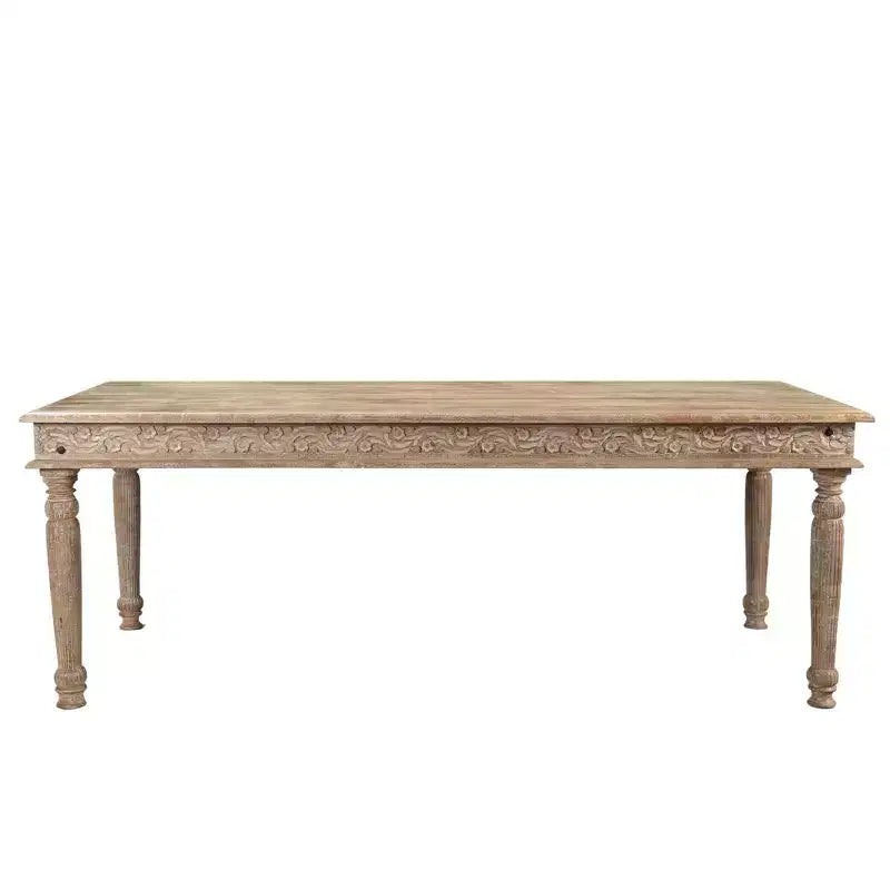 Tavolo da pranzo da 210 cm in legno di recupero massiccio intagliato Driftwood, 8 posti, base a piedistallo