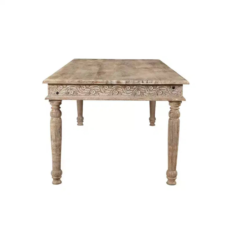 Tavolo da pranzo da 210 cm in legno di recupero massiccio intagliato Driftwood, 8 posti, base a piedistallo