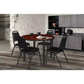 Set da 4 Sedie da Pranzo Impilabili con Cuscino, Vinile Nero, Struttura in Metallo, Nessun Montaggio
