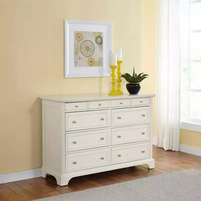 Home Styles Naples Dresser Off White: Hardwood Bedroom Storage, 8-Drawer Vertical Design, Assembly Required
