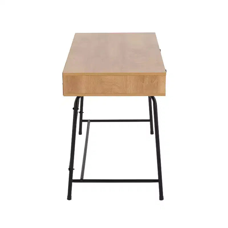 Scrivania per computer industriale in acciaio e legno con cassetto estraibile, nero/marrone, 43.5"