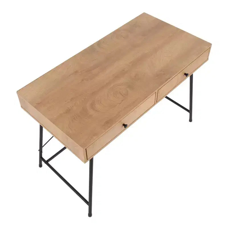 Scrivania per computer industriale in acciaio e legno con cassetto estraibile, nero/marrone, 43.5"