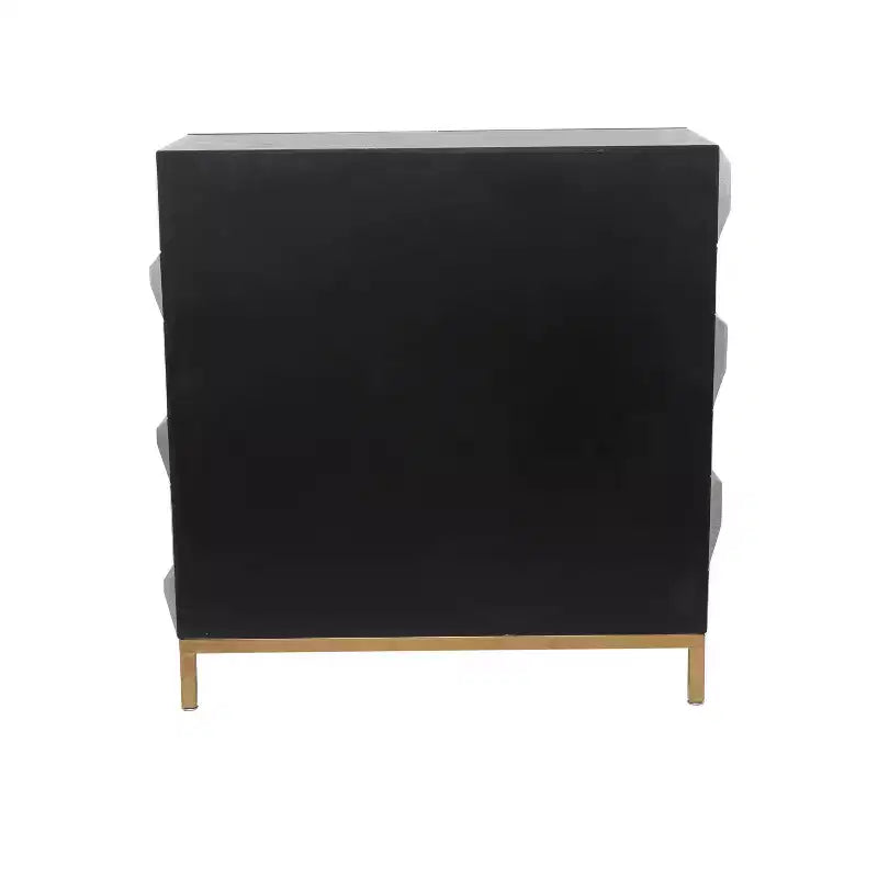 Credenza Laterale Moderna Intagliata a Faccette in Legno, 2 Ante, Marrone e Oro, 45 kg