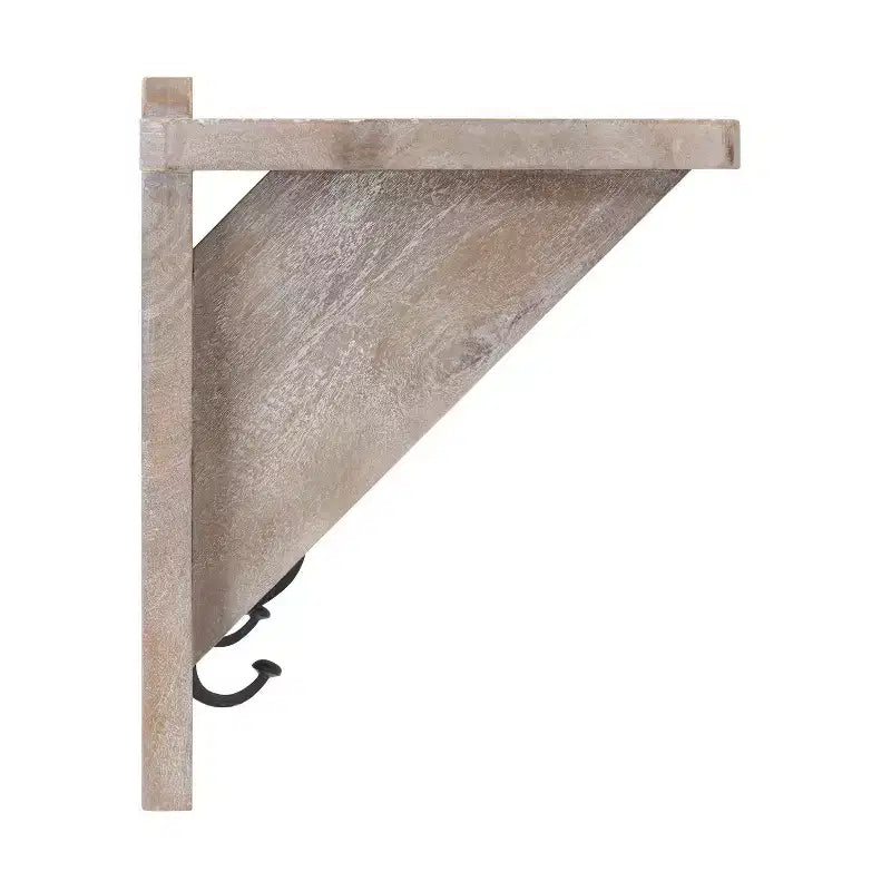Panca da ingresso da 101 cm in legno di mango e appendiabiti con set di mensole, Driftwood, 5 ganci in metallo