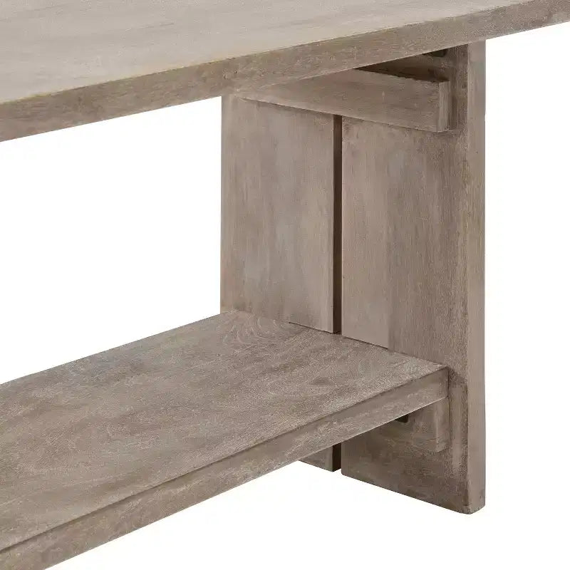 Panca da ingresso da 101 cm in legno di mango e appendiabiti con set di mensole, Driftwood, 5 ganci in metallo