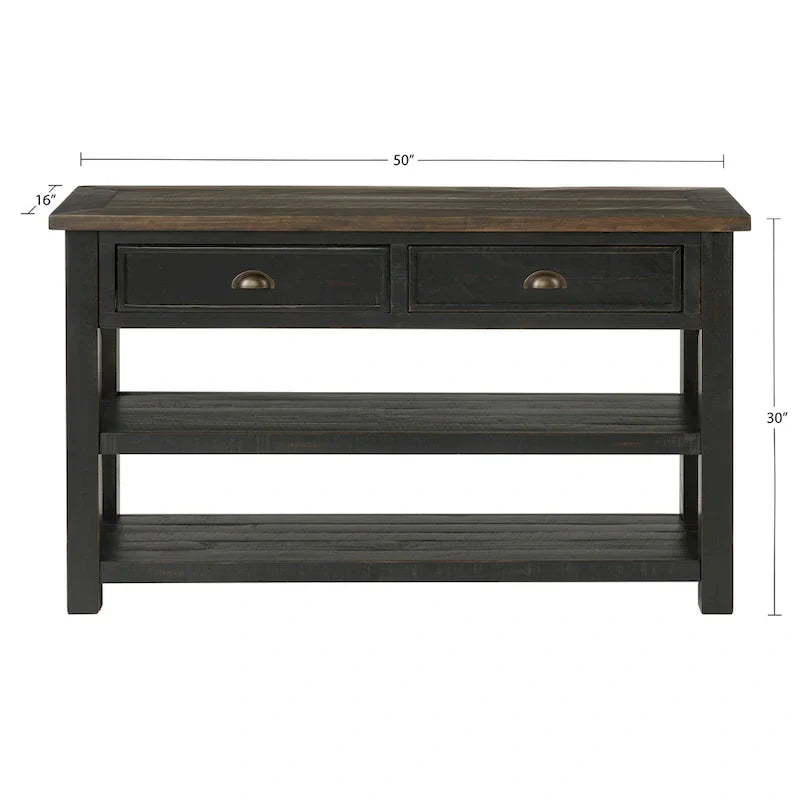 The Gray Barn Downington Consolle da Divano in Legno Massello a 2 Cassetti