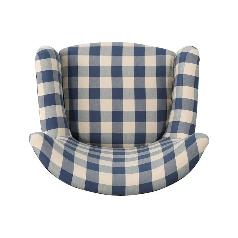 Poltrona imbottita schienale alto Modern Retro 30,25" con gambe in legno per soggiorno