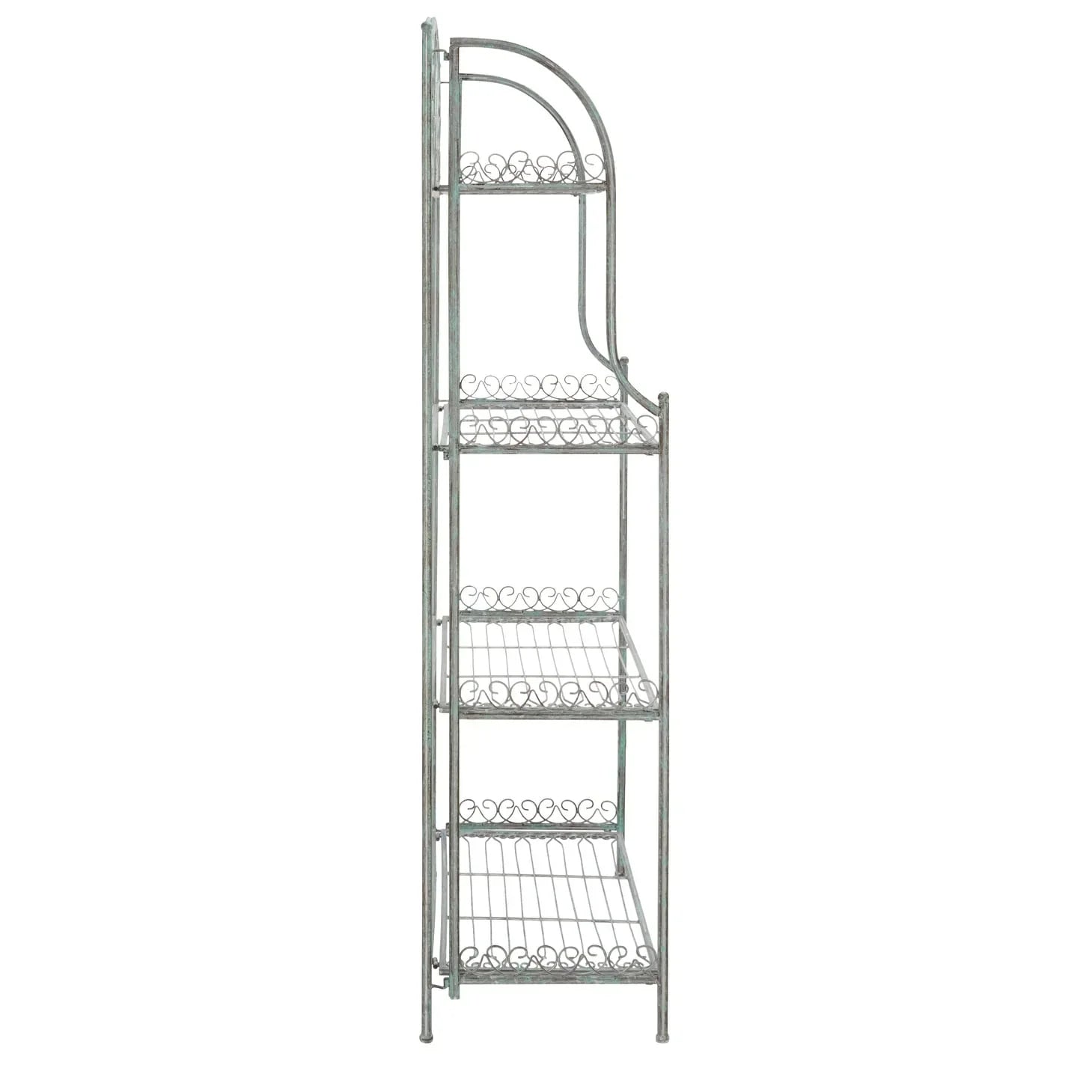 SAFAVIEH Bryn Scaffale da panettiere da esterno a 4 ripiani in ferro battuto vittoriano - 25 pollici L x 15 pollici P x 63 pollici H - 25 L x 15 P x 63 H
