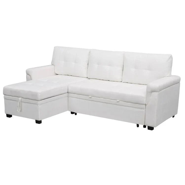 Divano sezionale reversibile con letto estraibile, chaise longue con contenitore nascosto, gambe durevoli,