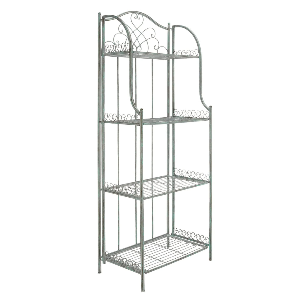 SAFAVIEH Bryn Scaffale da panettiere da esterno a 4 ripiani in ferro battuto vittoriano - 25 pollici L x 15 pollici P x 63 pollici H - 25 L x 15 P x 63 H