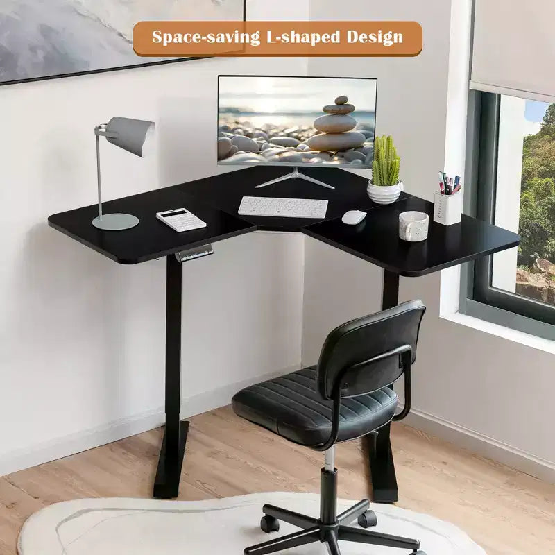 Scrivania Elettrica Regolabile a L, Altezza 72,5-115,5 cm, 95 kg, LCD