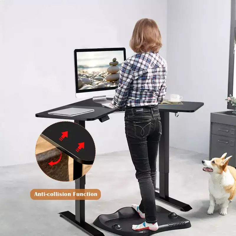 Scrivania Elettrica Regolabile a L, Altezza 72,5-115,5 cm, 95 kg, LCD