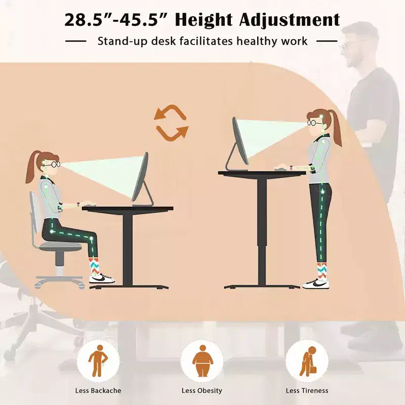 Scrivania Elettrica Regolabile a L, Altezza 72,5-115,5 cm, 95 kg, LCD