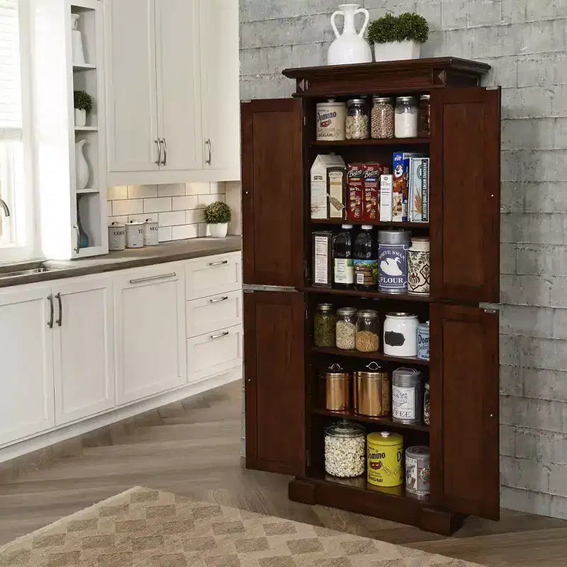 Dispensa da cucina Americana da 72", legno massello, 4 ante e 4 ripiani regolabili