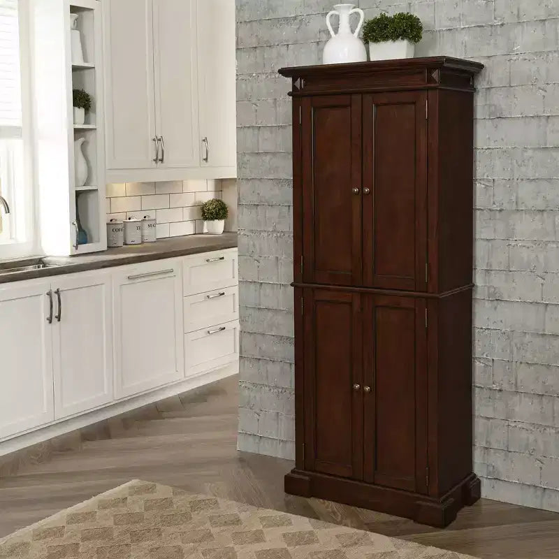 Dispensa da cucina Americana da 72", legno massello, 4 ante e 4 ripiani regolabili