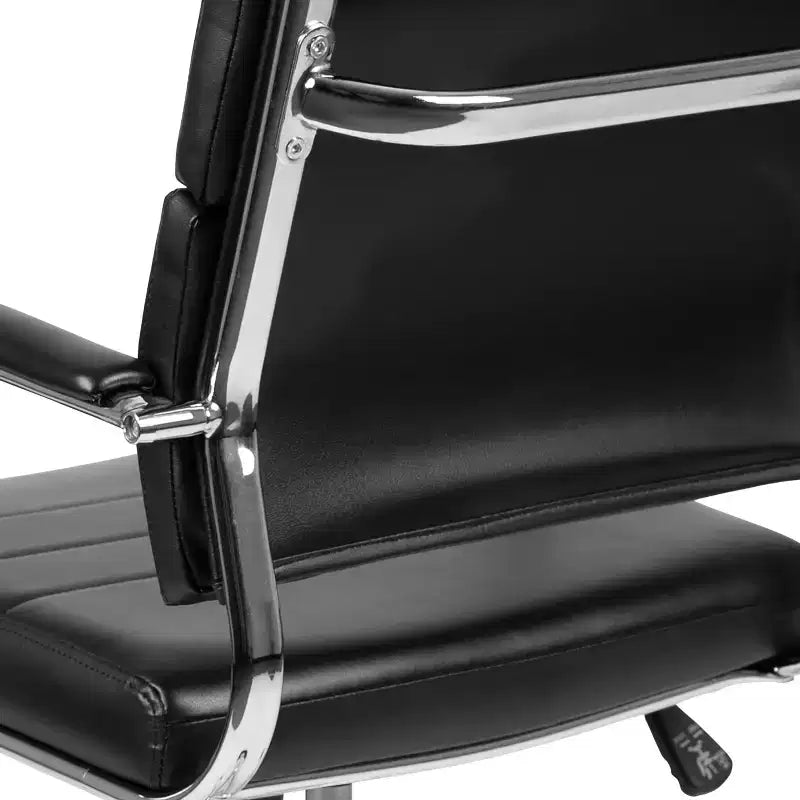 Sedia da ufficio ergonomica girevole, schienale medio, pelle rigenerata, braccioli e base in metallo imbottiti