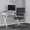 Sedia da ufficio ergonomica girevole, schienale medio, pelle rigenerata, braccioli e base in metallo imbottiti