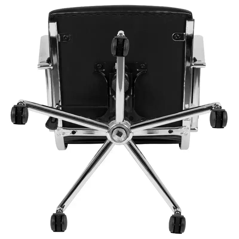 Sedia da ufficio ergonomica girevole, schienale medio, pelle rigenerata, braccioli e base in metallo imbottiti
