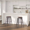 Sgabello da bancone in metallo grigio verniciato trasparente con seduta in legno rustico, portata 227 kg, senza schienale