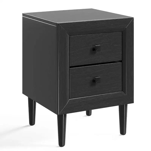 Costway Nightstand End Bedside Coffee Table Wooden Leg Storage Drawers Black\Grey